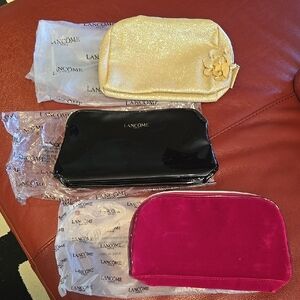 Lancôme Trio Cosmetic Bag Set - Gold, Black, Pink